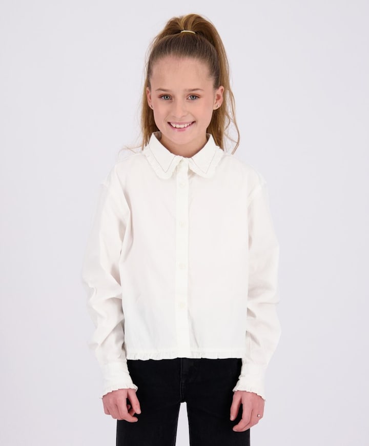 Meisjes blouse lange mouw wit