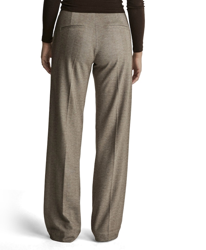 Mira (Elastic) - Knitted Jacquards dames broek bruin
