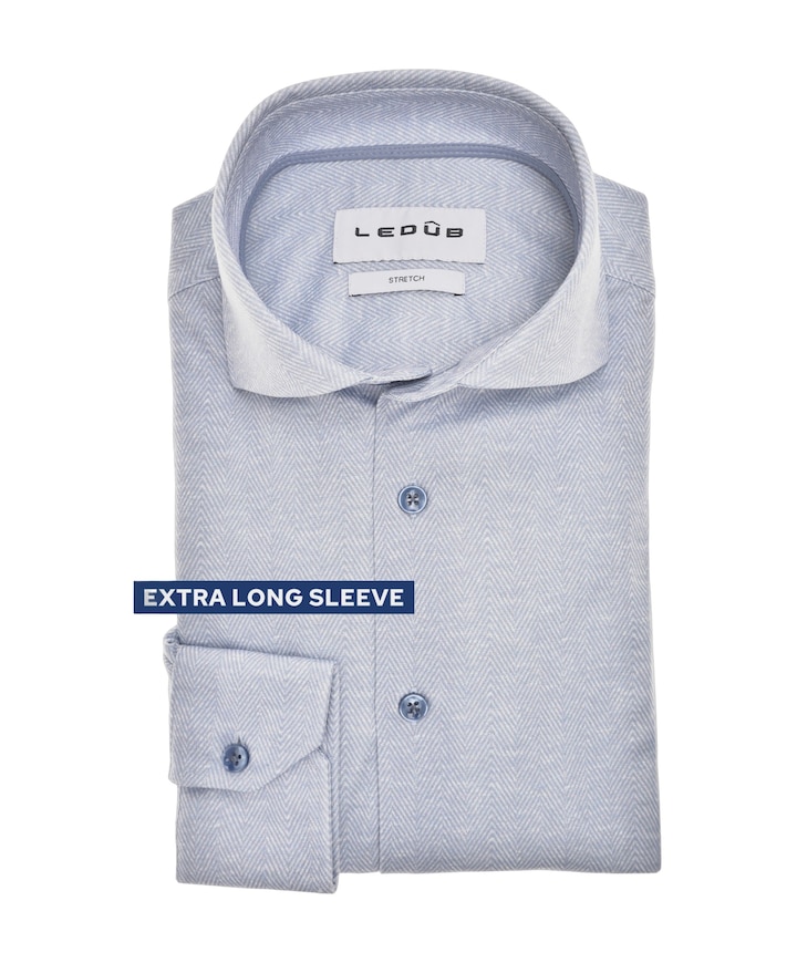 Heren overhemd lange mouw blauw
