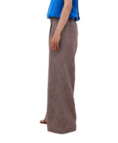 benji melange stripe pants dames broek beige