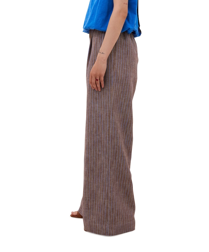 benji melange stripe pants dames broek beige
