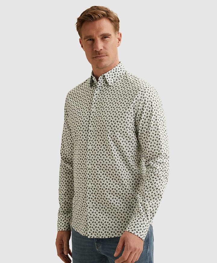 Heren overhemd lange mouw ecru