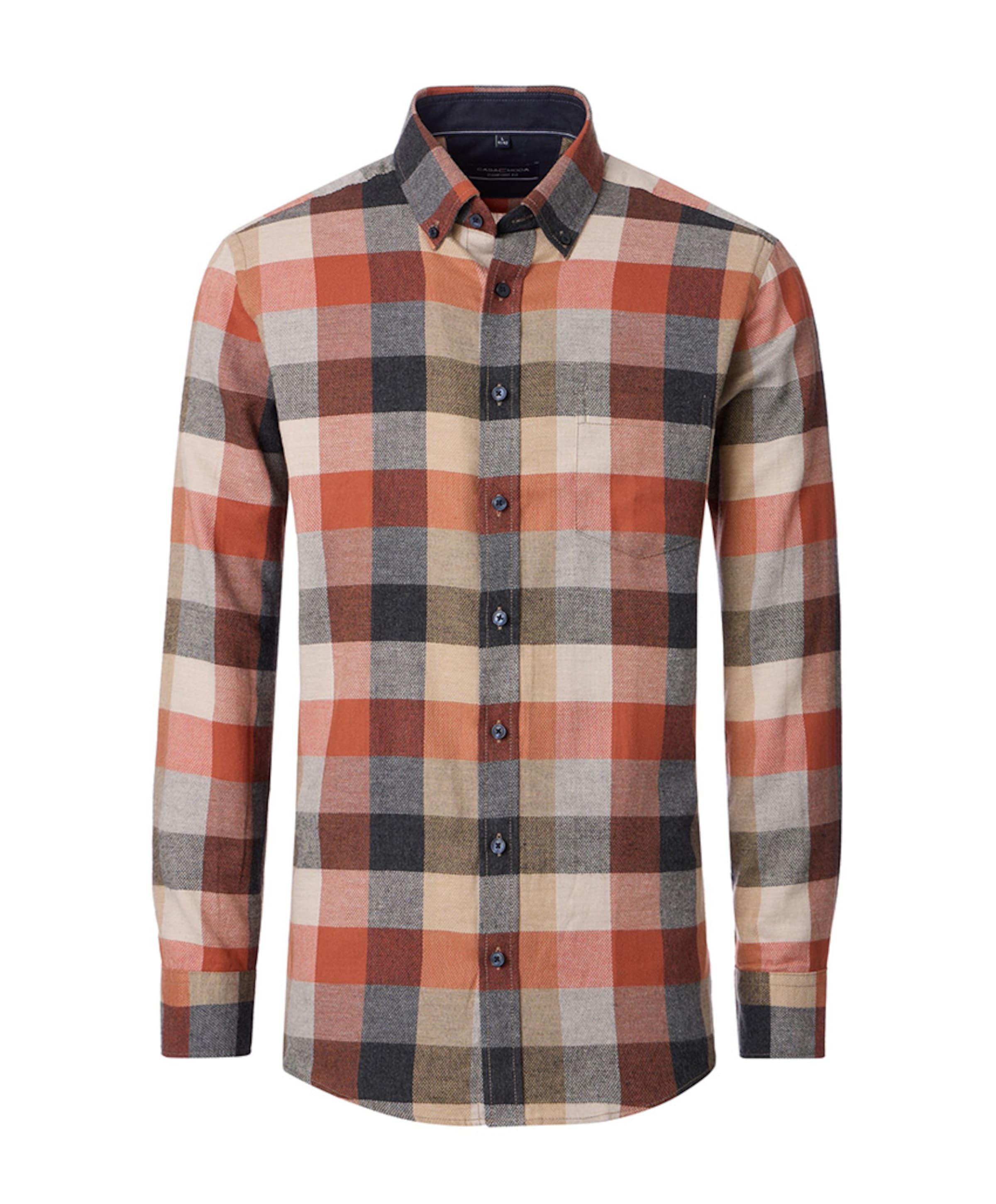 Heren overhemd lange mouw oranje