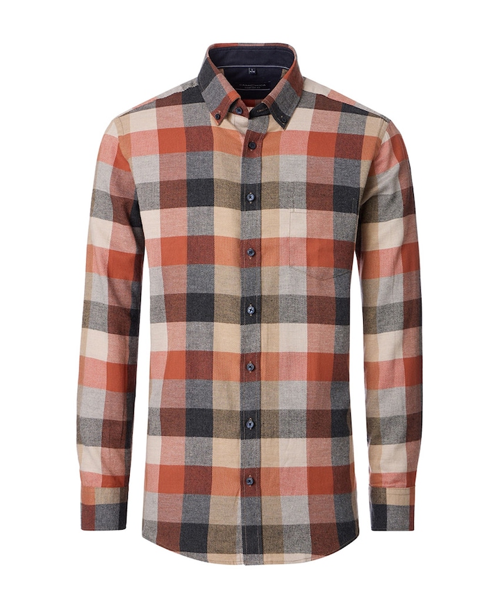 Heren overhemd lange mouw oranje