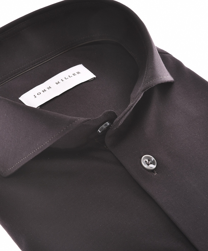 Heren overhemd lange mouw bruin