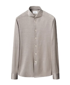 Heren overhemd lange mouw bruin