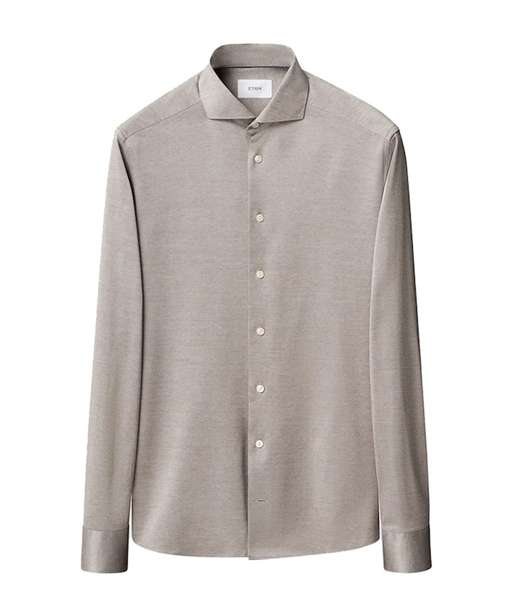 Heren overhemd lange mouw bruin