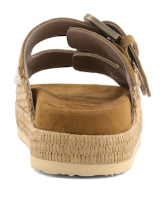 Two-buckle sandal raffia dames sandalen bruin