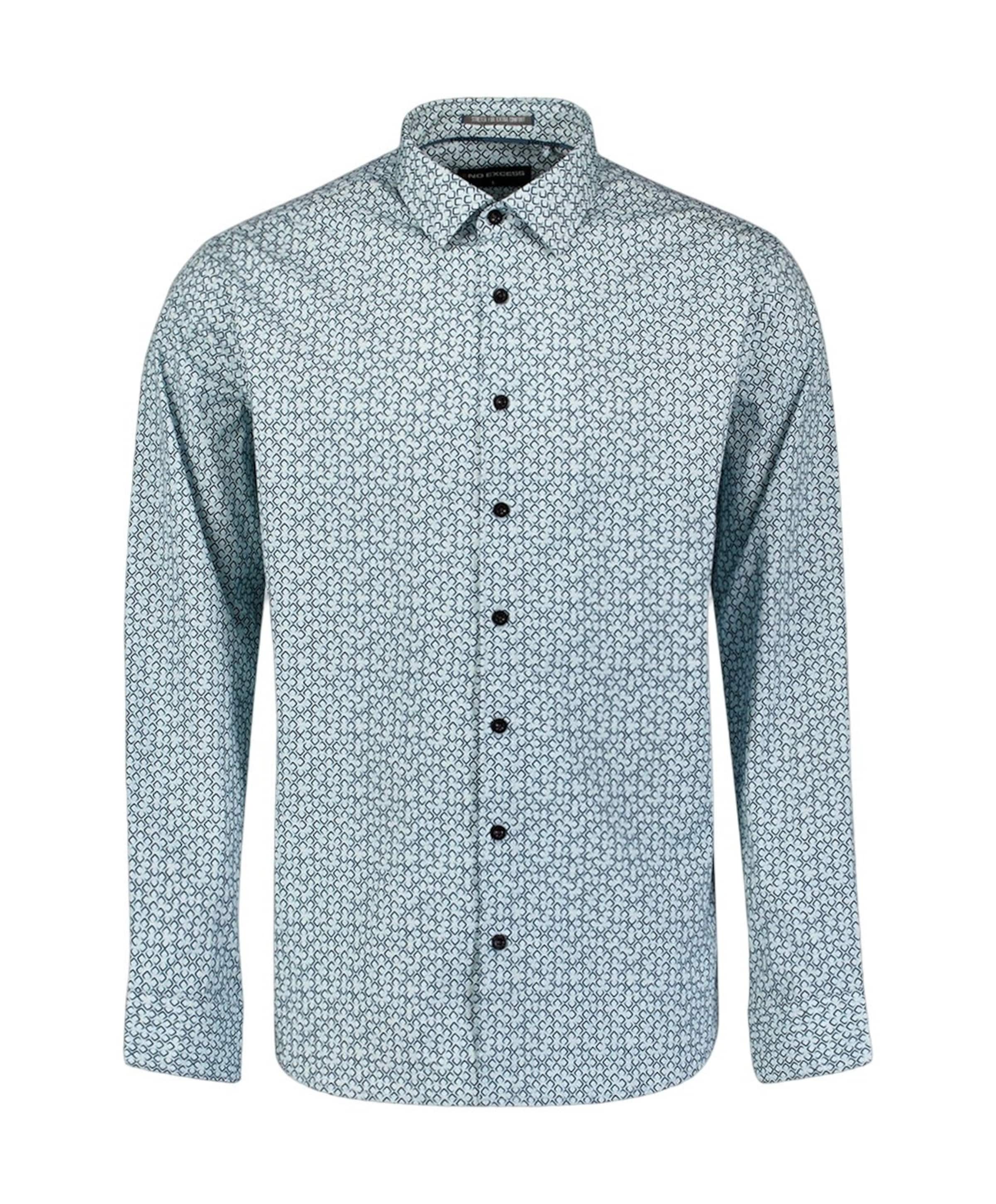 Heren overhemd lange mouw blauw