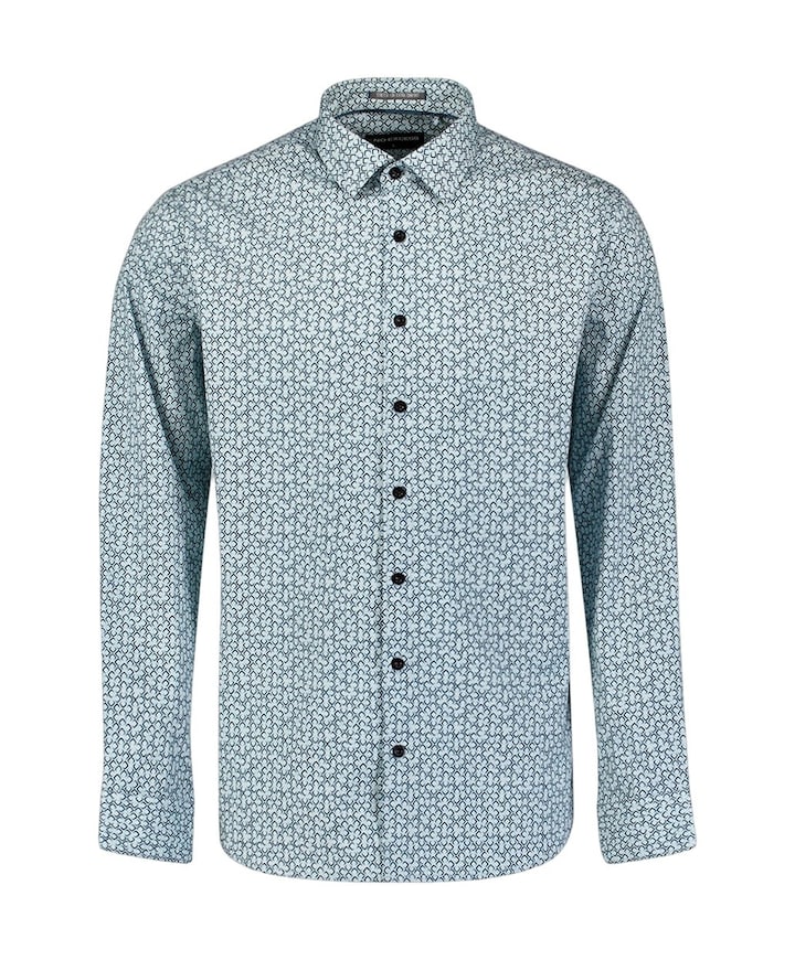 Heren overhemd lange mouw blauw