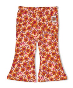 Flare broek AOP meisjes broek oranje