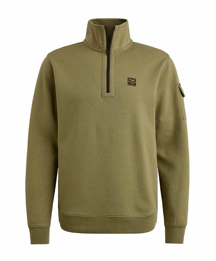 Heren trui met rits groen