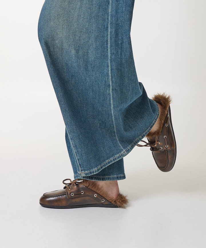 Boat Loafer Mule  dames clogs bruin