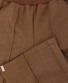 Little lurex sweatpants meisjes broek bruin