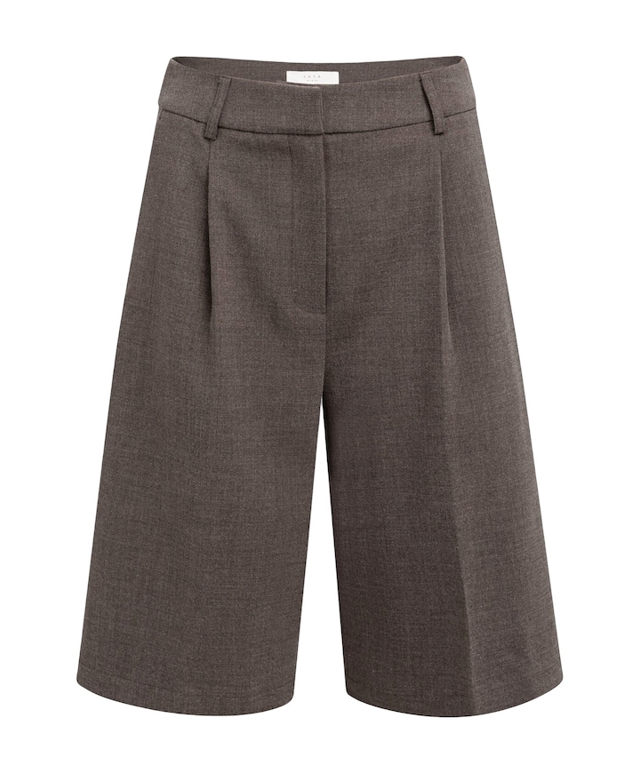 Geweven met hoge taille dames bermuda bruin