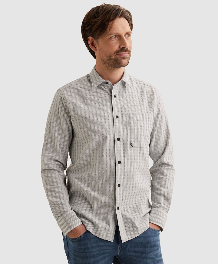 Heren overhemd lange mouw blauw