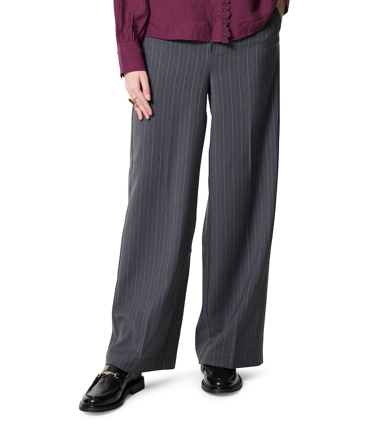 ONLAGGIE LIFE MW PINSTRIPE WIDE broek grijs