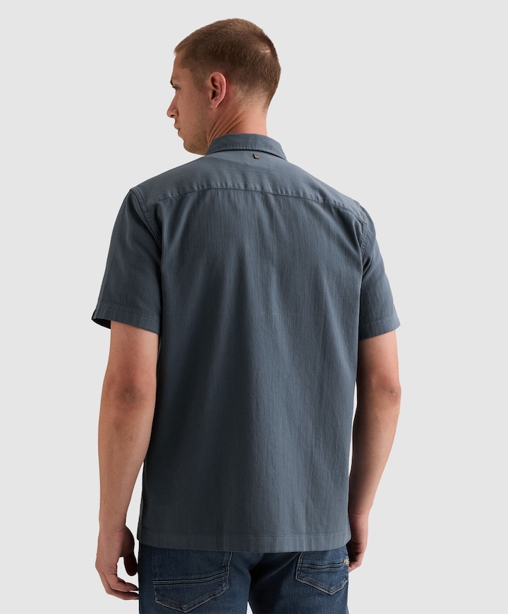 Heren overhemd korte mouw blauw