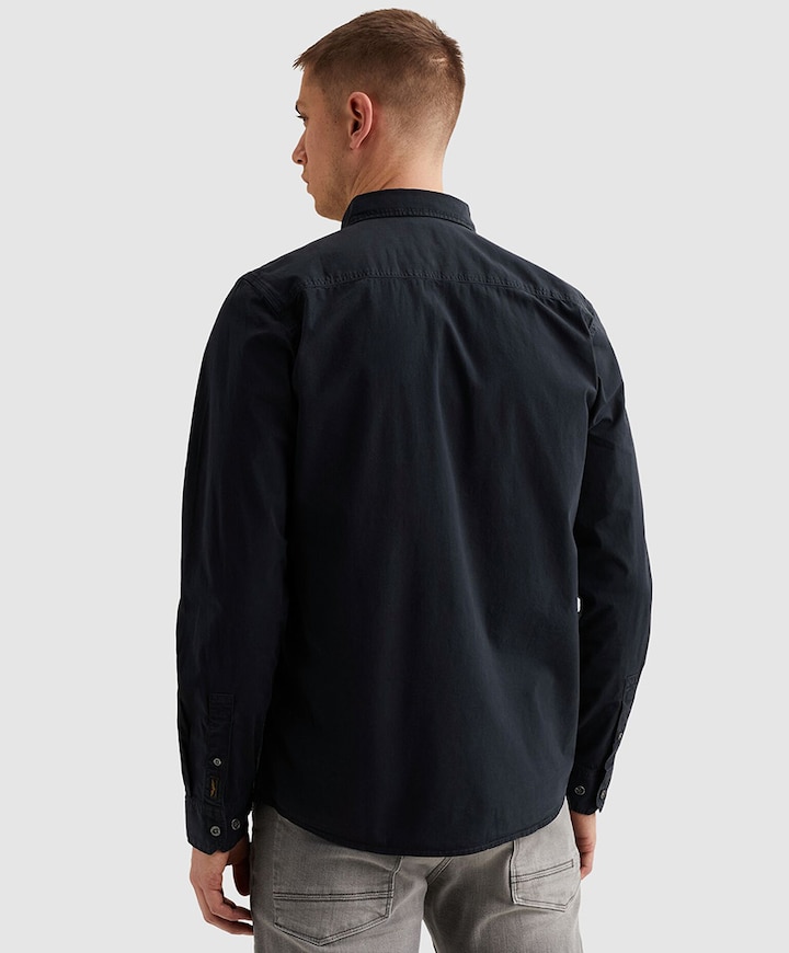 Heren overhemd lange mouw blauw