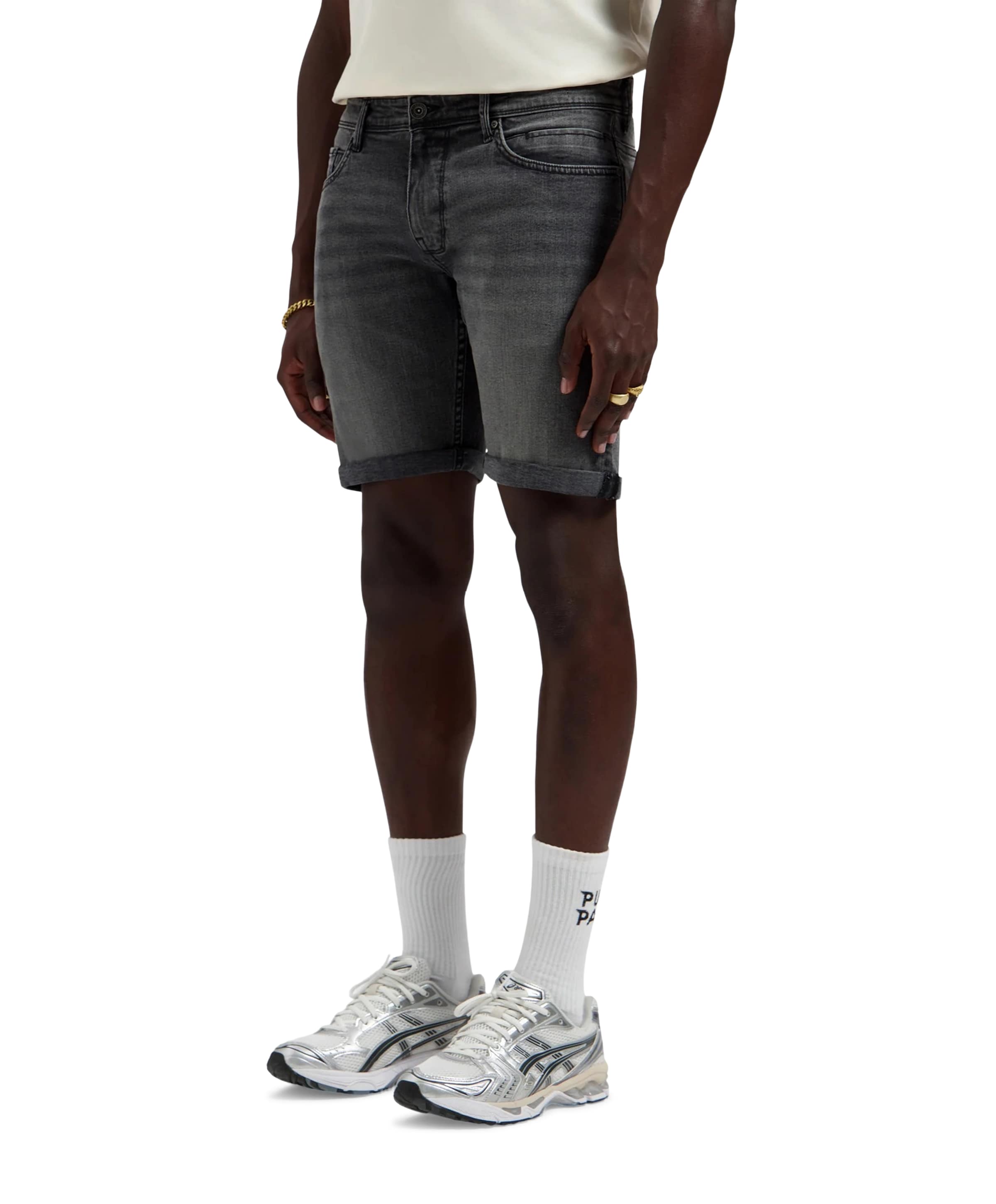 The Steve Skinny Fit Short heren korte broek grijs