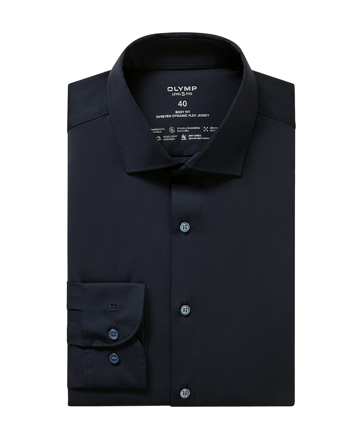 Heren overhemd extra lange mouw blauw