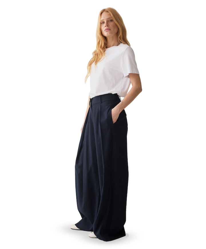 Trousers Viscose twill dames broek blauw