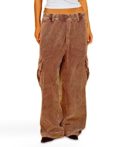 Romeo Baggy Washed Corduroy dames broek bruin