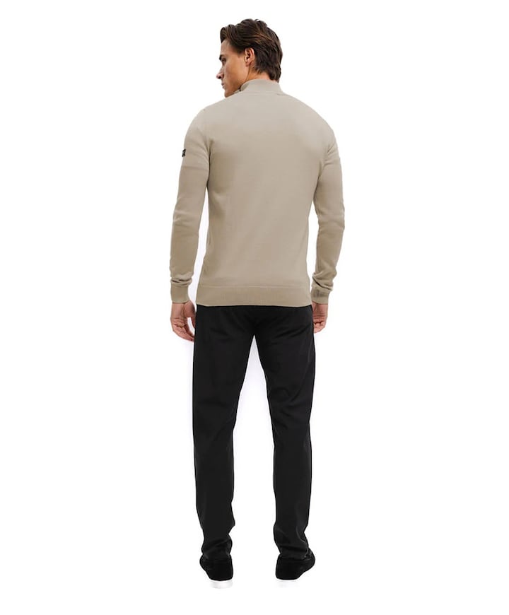 Heren trui met rits beige