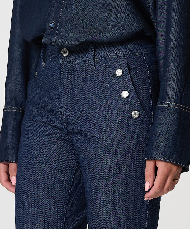 Bibette herringbone 82 cm jeans blauw