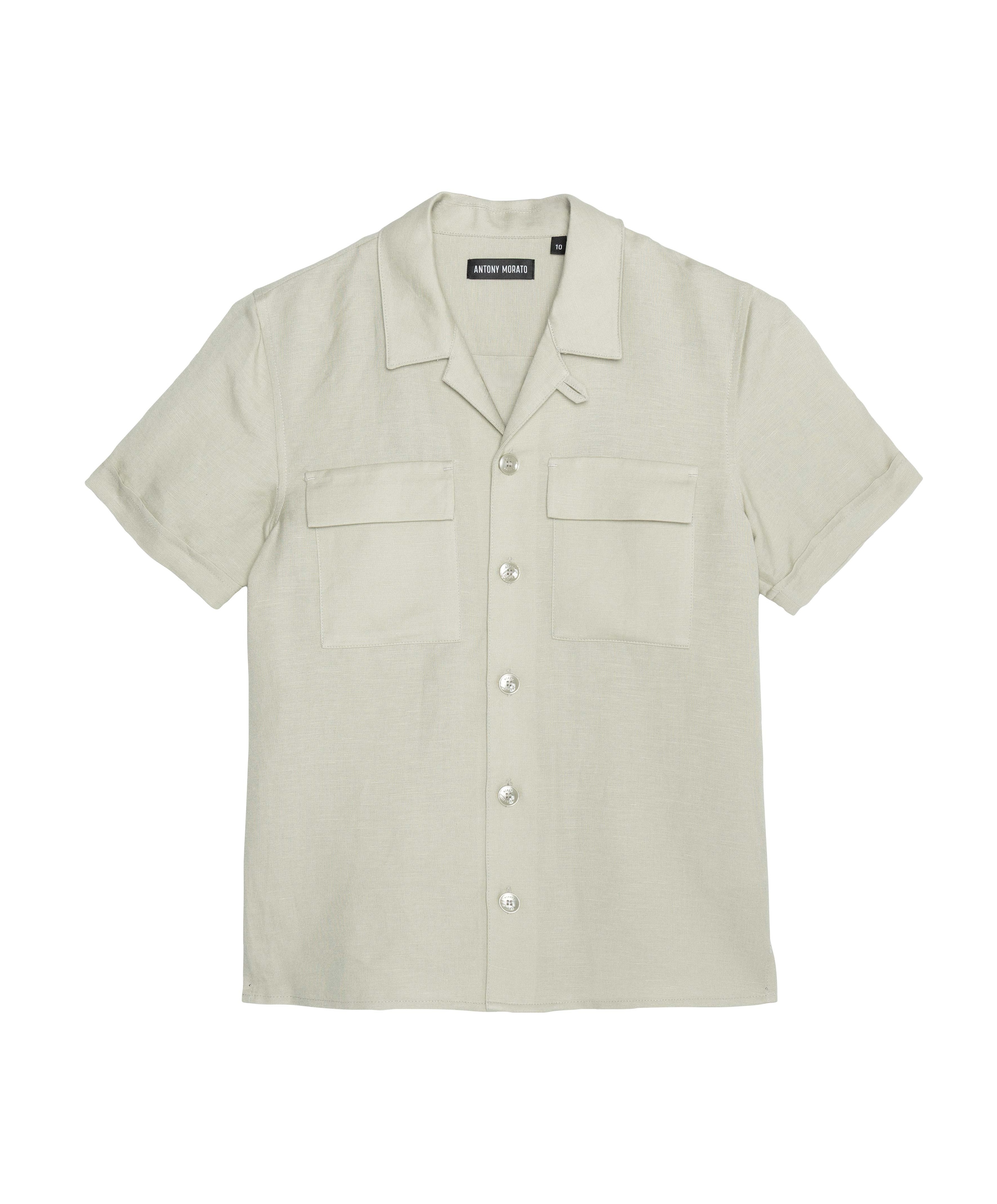 Jongens overhemd korte mouw beige