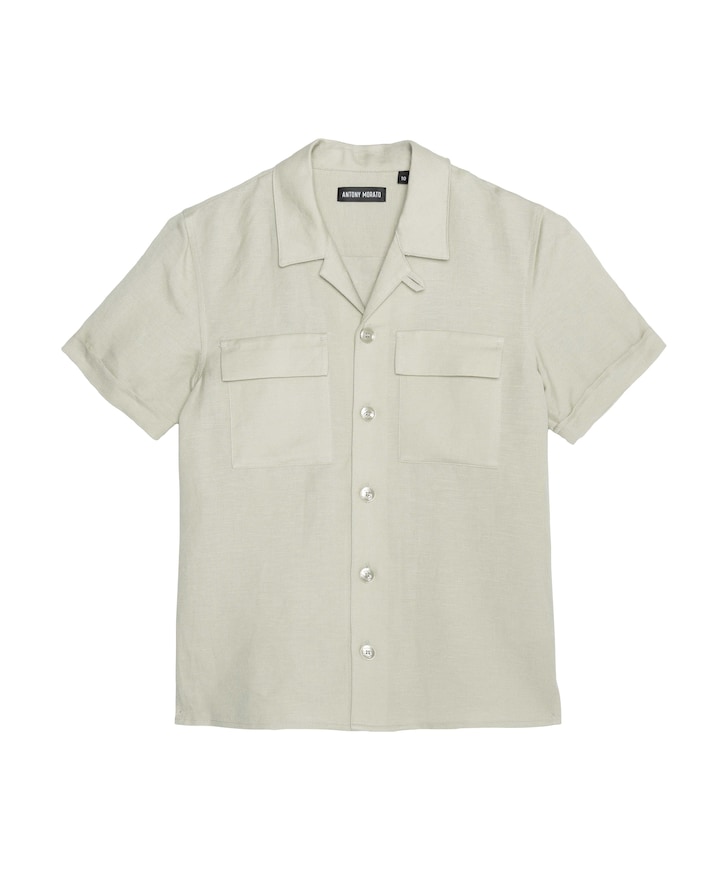 Jongens overhemd korte mouw beige