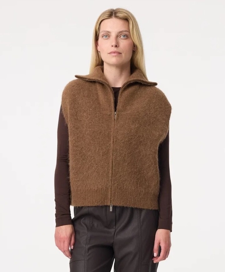 Dames vest bruin