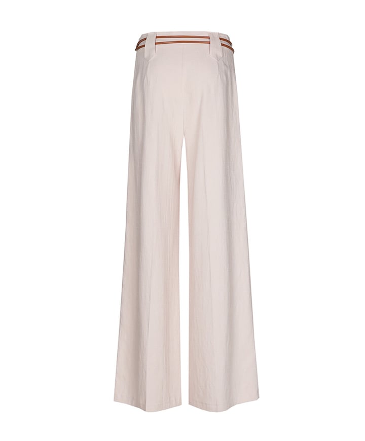 viscose mix effen ceintuur dames broek roze