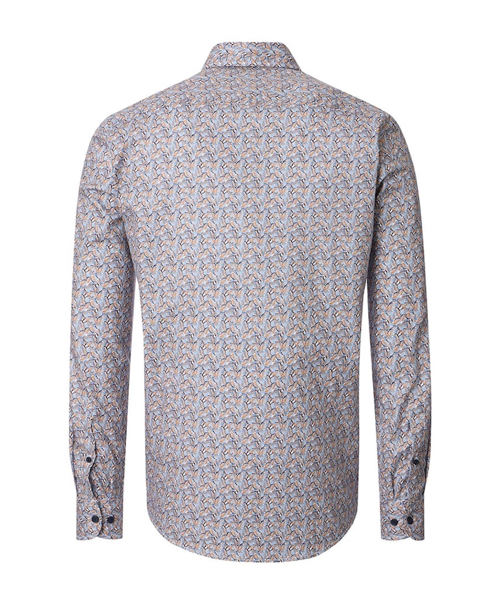 Heren overhemd lange mouw blauw