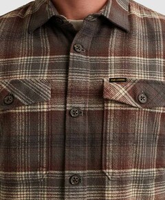 Heren overhemd lange mouw bruin