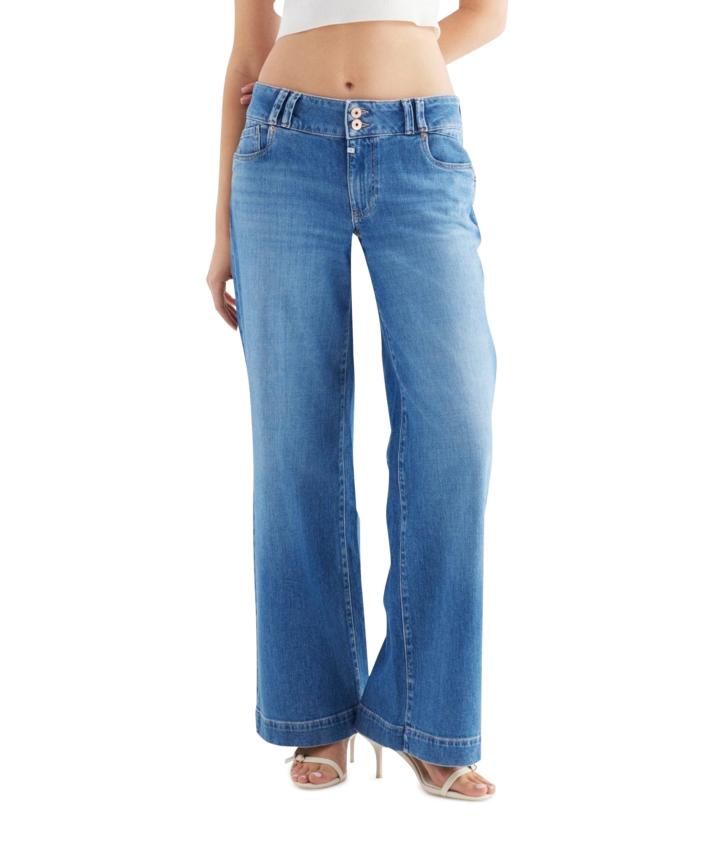 wide straight jeans dames jeans blauw