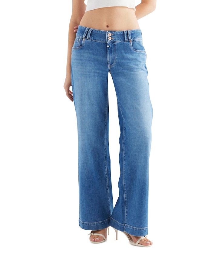 wide straight jeans dames jeans blauw