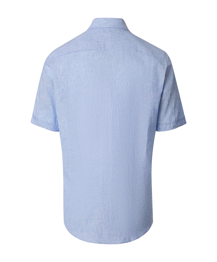 Heren overhemd korte mouw blauw