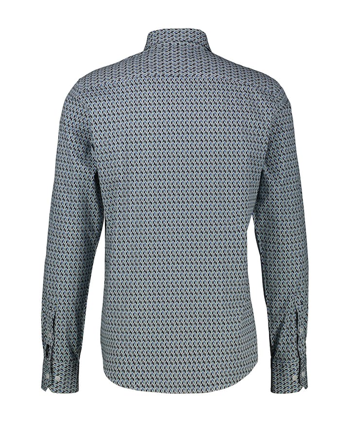 Heren overhemd lange mouw blauw