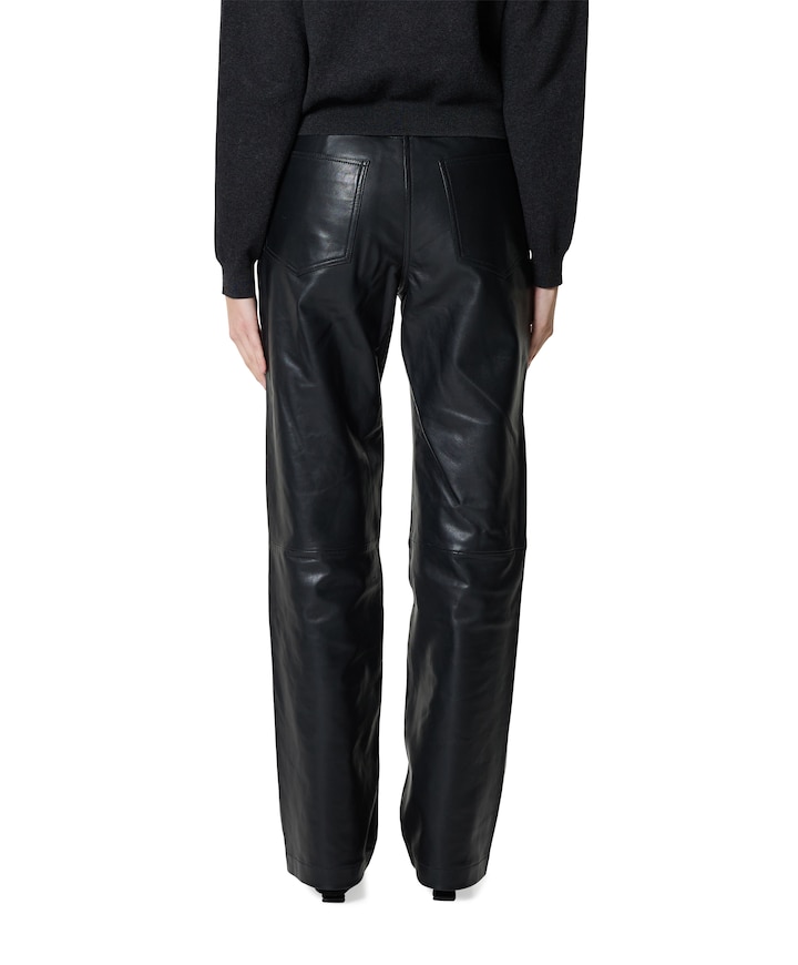 Straight Leather Pants dames broek zwart