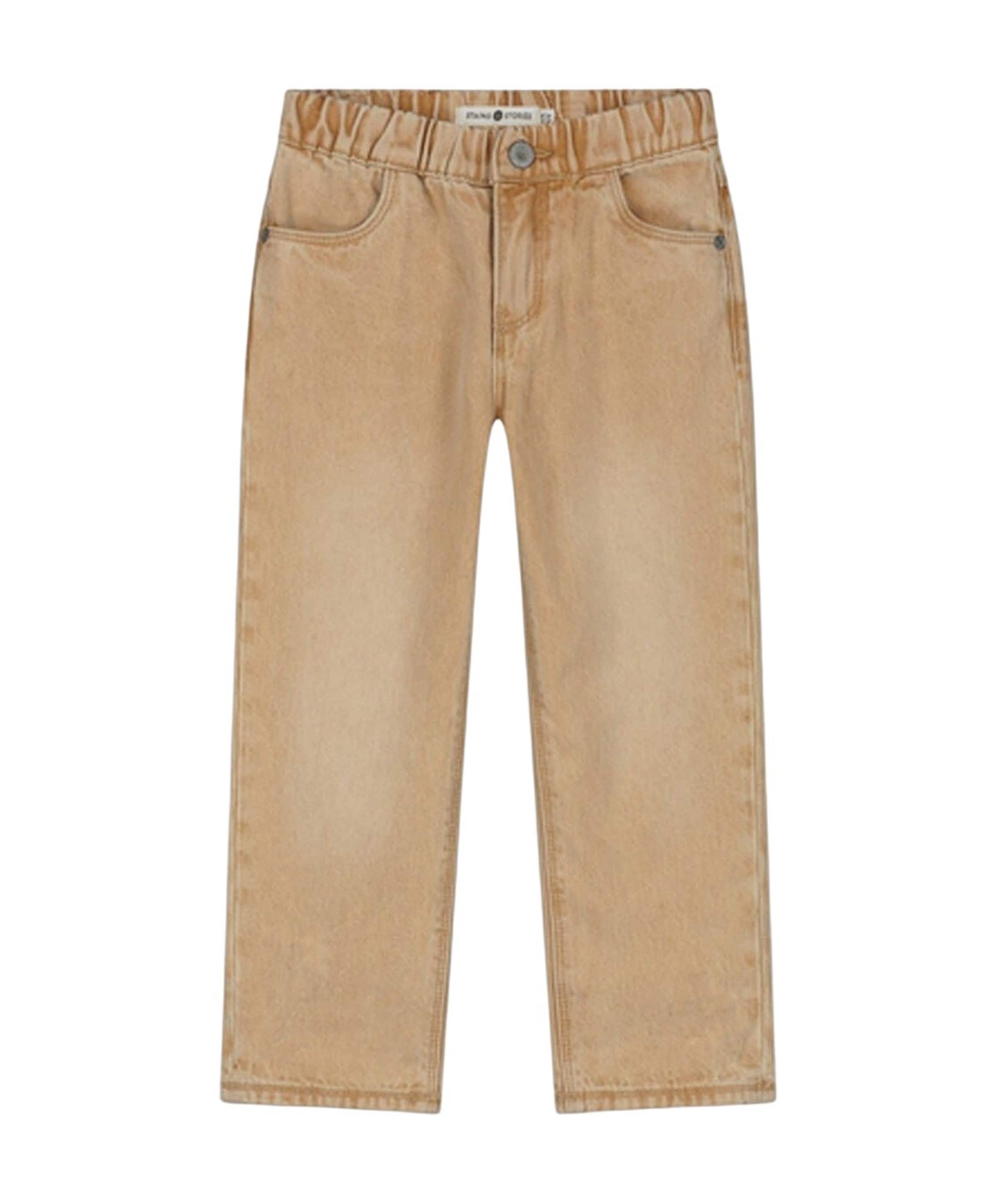 Wide Fit Full Elastic jongens broek beige