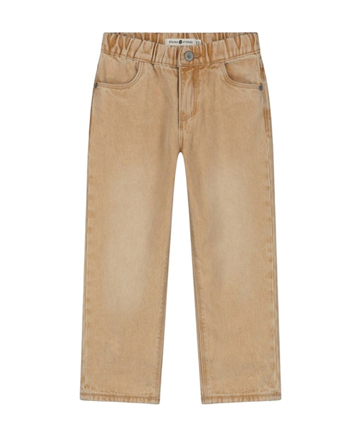 Wide Fit Full Elastic jongens broek beige