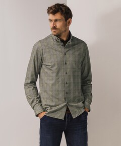 Heren overhemd lange mouw bruin