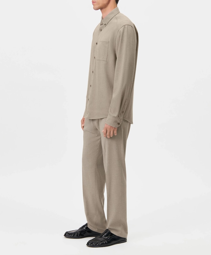 Heren overhemd lange mouw beige