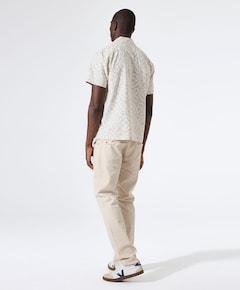 Heren overhemd korte mouw beige