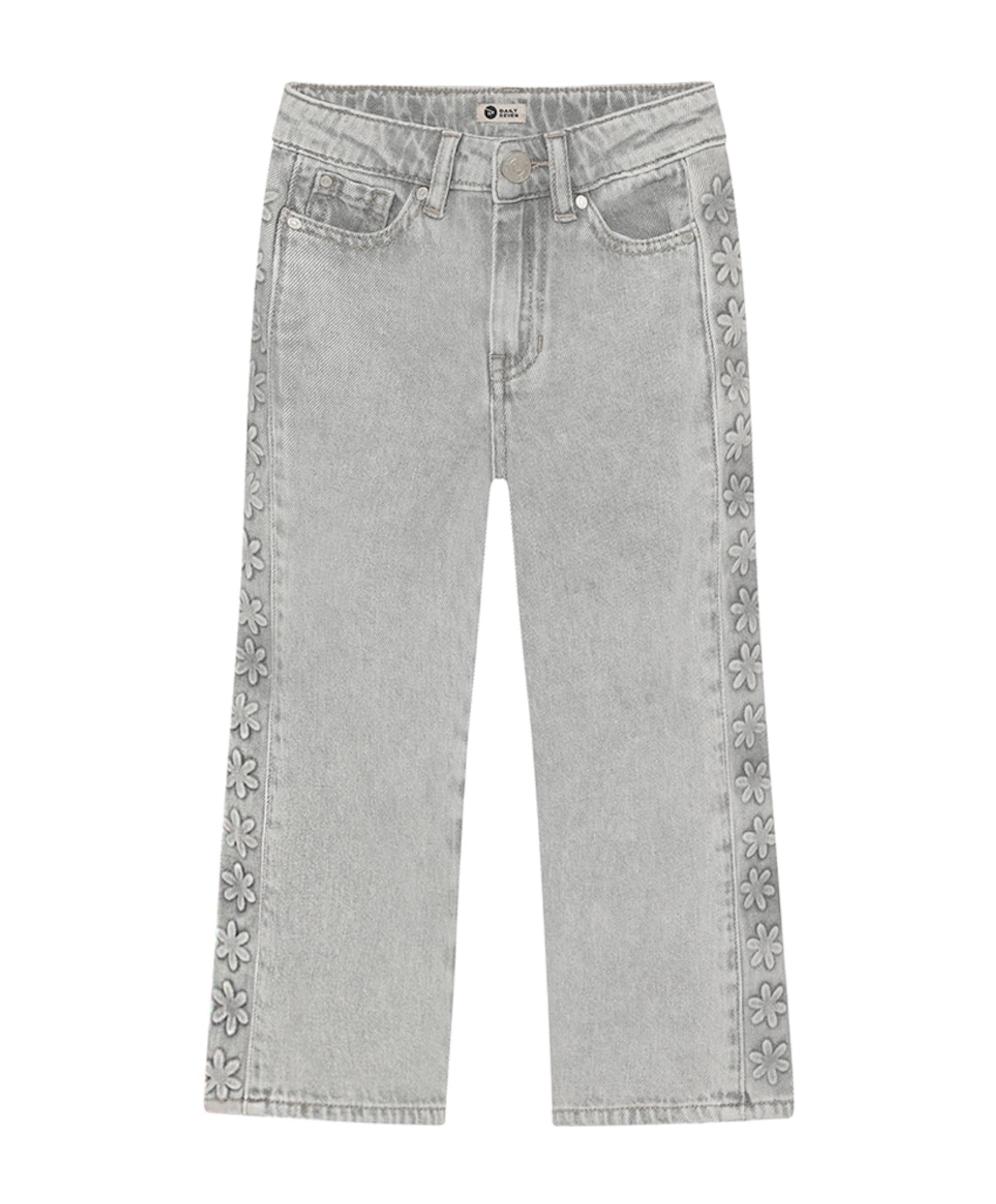 Denim Wide Fit Embossing meisjes jeans grijs