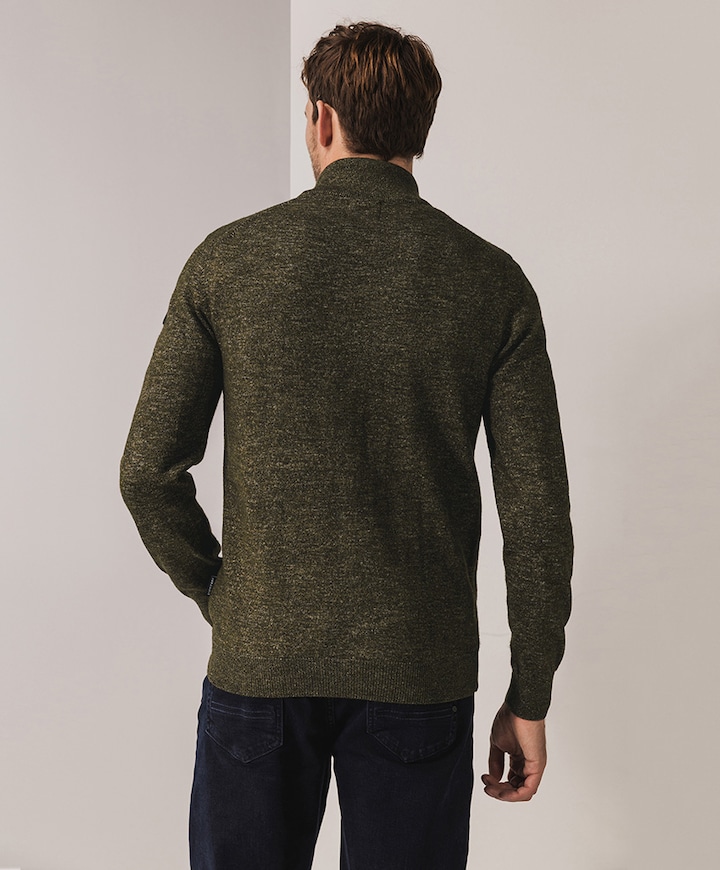 Heren trui met rits bruin