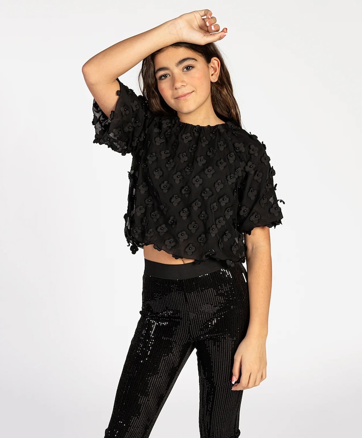 Meisjes blouse lange mouw zwart