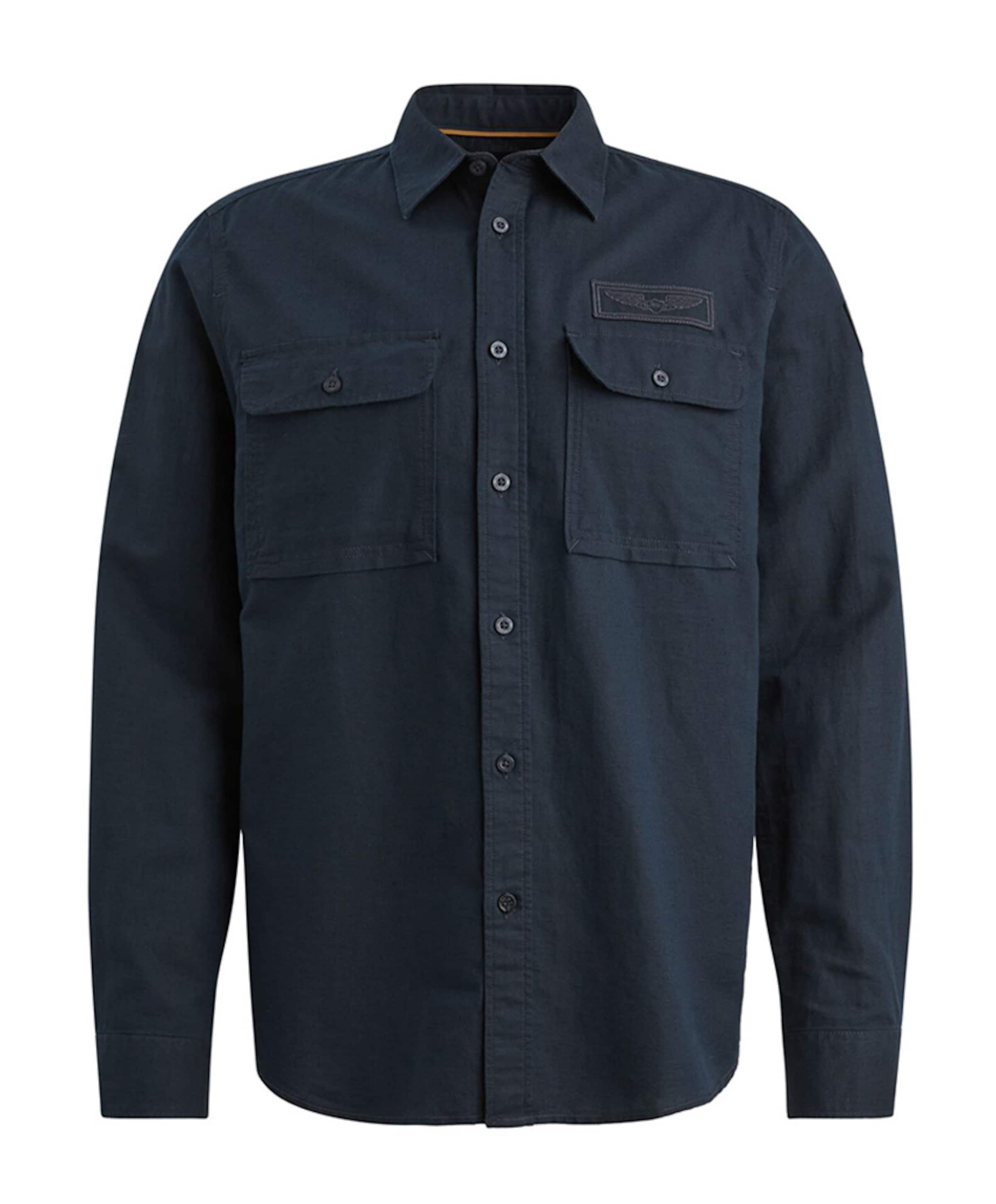 Heren overhemd lange mouw blauw