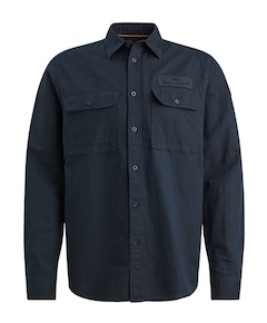 Heren overhemd lange mouw blauw